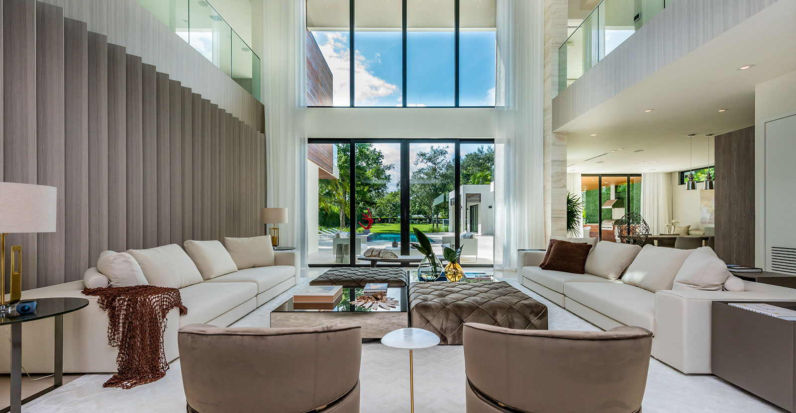 high ceiling living room